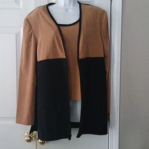 D.J. Summers vintage tan and black 2 in 1jacket and top  Sz 16 EUC